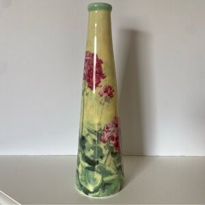 Geranium Vintage Vase Flowers Enesco Ceramic Bottle Style Carol Rowan 12 "EUC